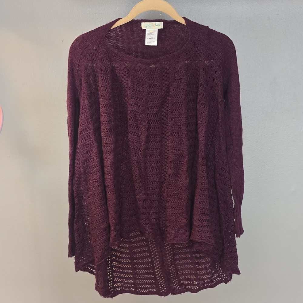 Grace & Lace 2 Fit Knit-purple Sweater/Cardigan